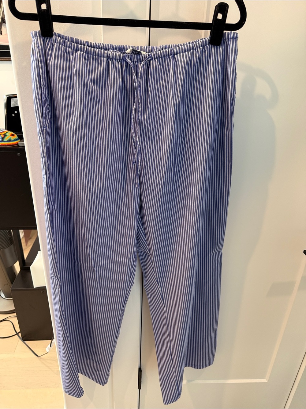 American Eagle Outfitters Blue & White Striped Drawstring lounge pants